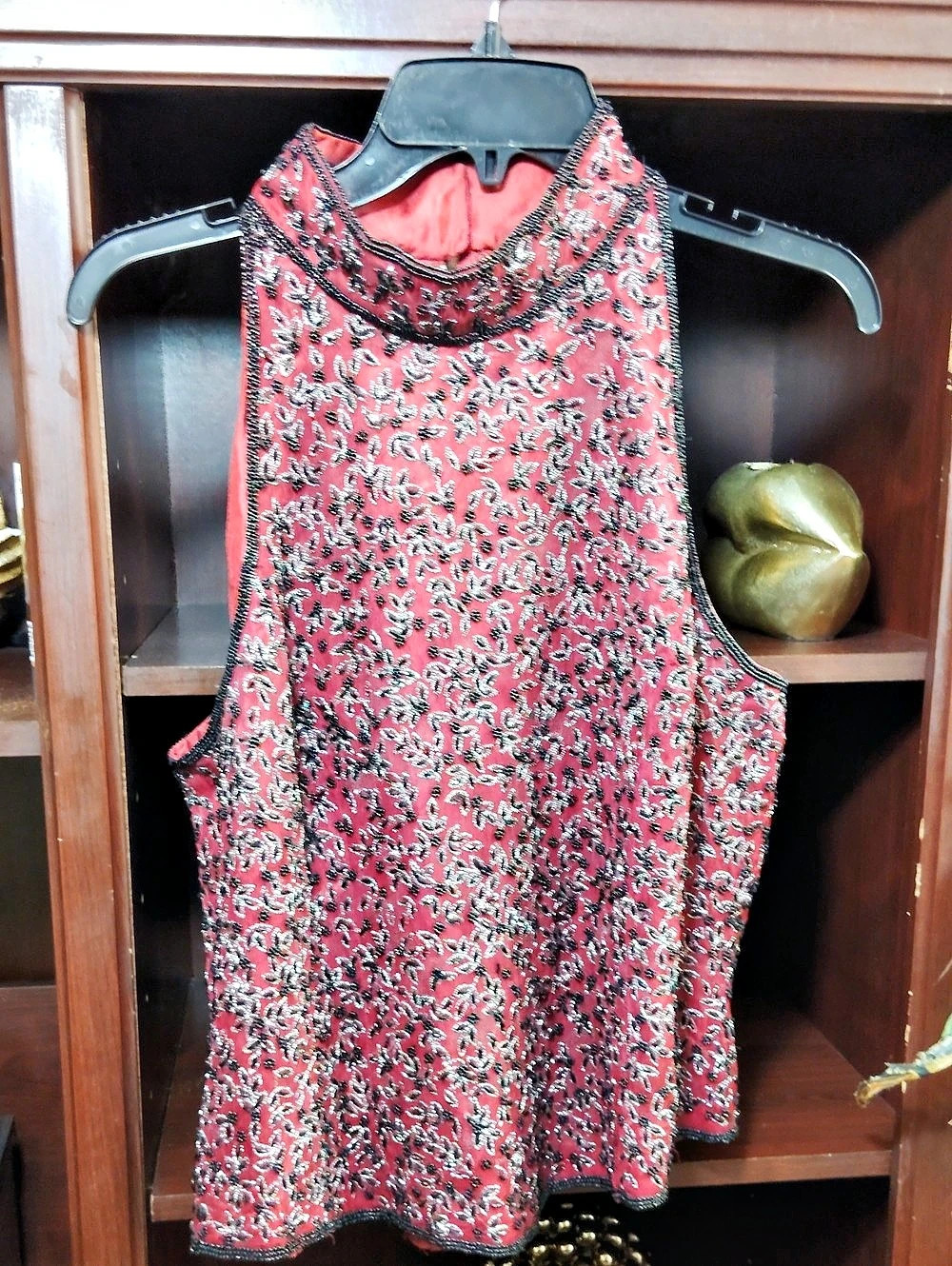 Papell Boutique Beaded Red & Black XL Top